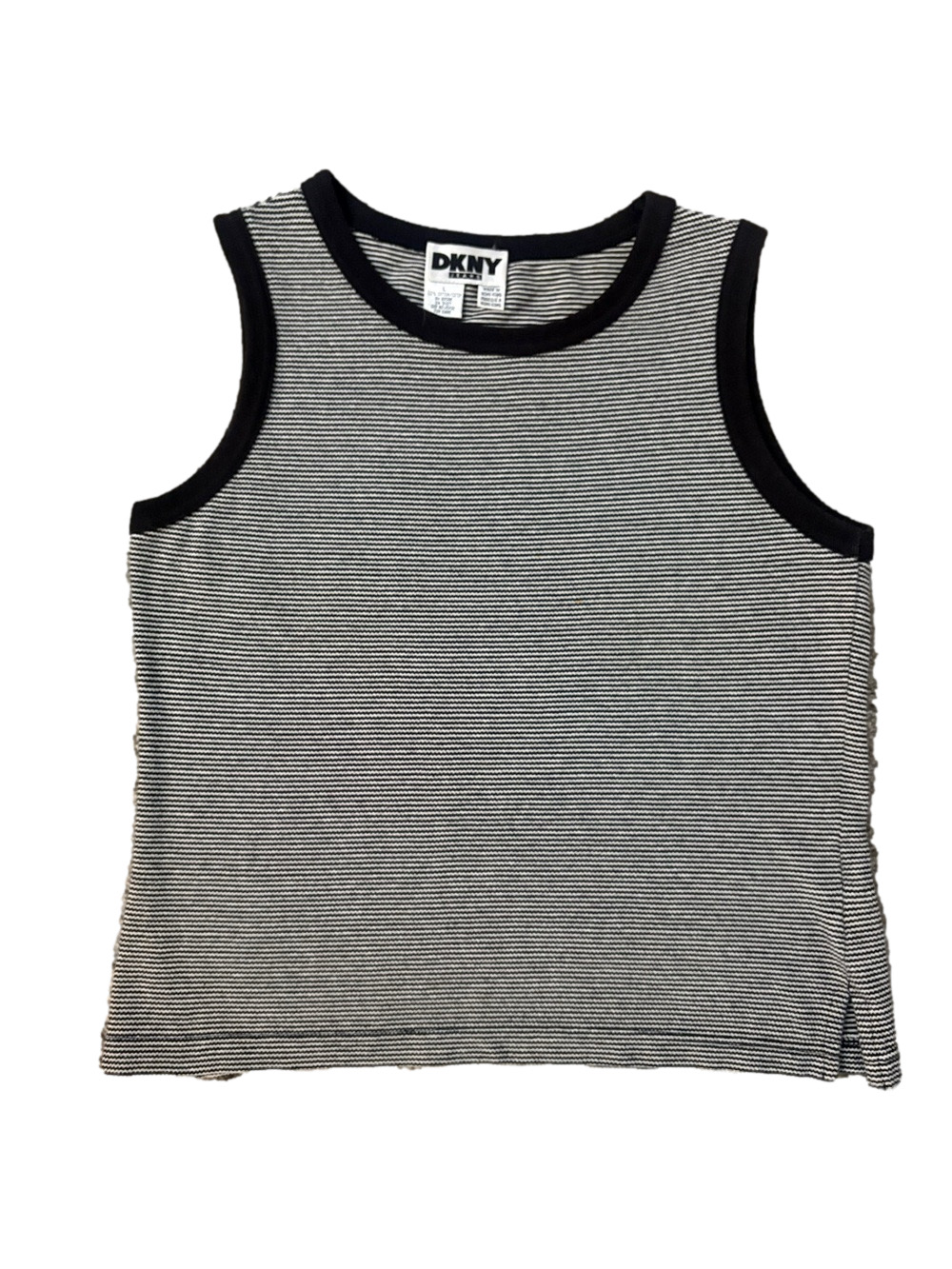 DKNY Black & White Striped Woman’s Tank Top- Large
